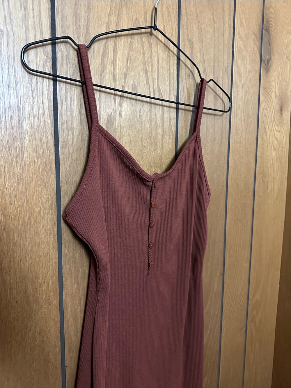 Rust Mini Slip Dress with Button Front - Picture 2 of 4